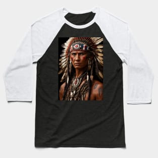 Native American Cherokee Indian Chief Warrior Baseball T-Shirt